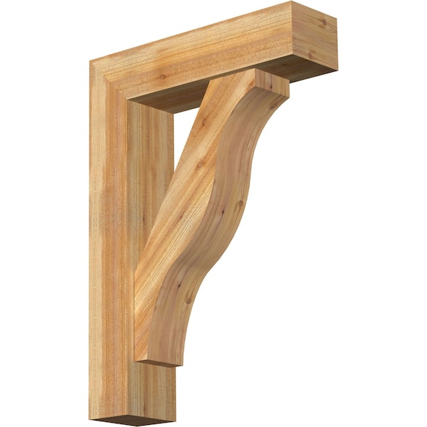Ekena Millwork Funston Block Rough Sawn Bracket w/ Offset Brace, Western Red Cedar, 8"W x 30"D x 42"H BKT0806X30X42FST05RWR - main